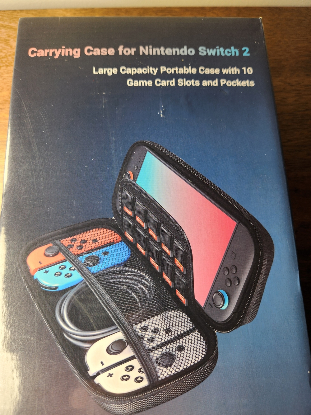 Carrying Case for Nintendo Switch 2 - Black with Orange & Blue Accents